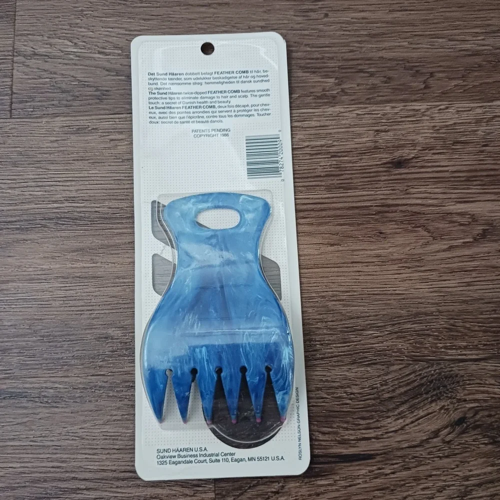 Vintage Sund Haaren Handle Hair Pick 1986 #SH-9 Soond Haren Feather‎ Comb New